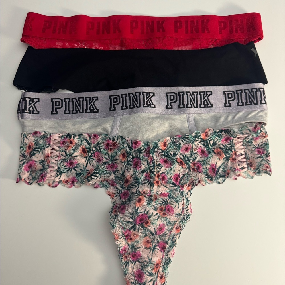 PINK Victoria's Secret Floral and Pink Band Panty Set
